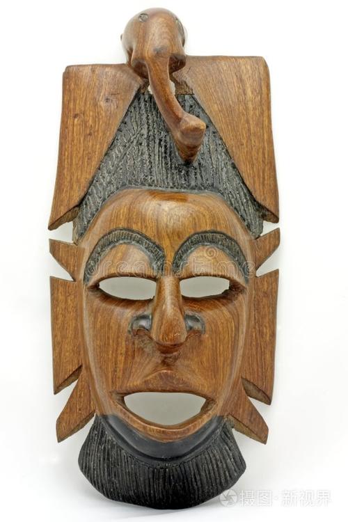 下载小样发票合同问题/印度篮子特写木制非洲面具马毛工艺品旧
